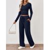 imageTrendy Queen 2 Piece Lounge Sets for Women Fall Outfits 2025 Fashion Two Piece Sweatsuits Business Casual Outfits ClothesDark Blue