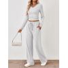 imageTrendy Queen 2 Piece Lounge Sets for Women Fall Outfits 2025 Fashion Two Piece Sweatsuits Business Casual Outfits ClothesWhite Grey