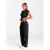 imageTrendy Queen 2 Piece Matching Summer Sweatsuit Lounge Set Womens Wide Leg Pants Side Ruching Crop Top SetsBlack