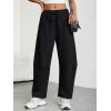 imageTrendy Queen Barrel Sweatpants Womens Wide Leg Pants Baggy Palazzo Lounge Comfy Flowy Pants Teen Girls Fall Clothes OutfitsBlack