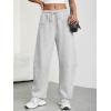 imageTrendy Queen Barrel Sweatpants Womens Wide Leg Pants Baggy Palazzo Lounge Comfy Flowy Pants Teen Girls Fall Clothes OutfitsGrey