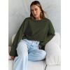 imageTrendy Queen Cropped Sweatshirts for Women Oversized Crewneck Sweaters Long Sleeve Tops Fall Winter Clothes 2025Armygreen