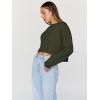 imageTrendy Queen Cropped Sweatshirts for Women Oversized Crewneck Sweaters Long Sleeve Tops Fall Winter Clothes 2025Armygreen