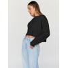 imageTrendy Queen Cropped Sweatshirts for Women Oversized Crewneck Sweaters Long Sleeve Tops Fall Winter Clothes 2025Black