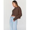 imageTrendy Queen Cropped Sweatshirts for Women Oversized Crewneck Sweaters Long Sleeve Tops Fall Winter Clothes 2025Brown