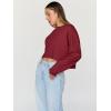 imageTrendy Queen Cropped Sweatshirts for Women Oversized Crewneck Sweaters Long Sleeve Tops Fall Winter Clothes 2025Burgundy