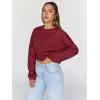 imageTrendy Queen Cropped Sweatshirts for Women Oversized Crewneck Sweaters Long Sleeve Tops Fall Winter Clothes 2025Burgundy