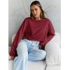 imageTrendy Queen Cropped Sweatshirts for Women Oversized Crewneck Sweaters Long Sleeve Tops Fall Winter Clothes 2025Burgundy