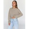 imageTrendy Queen Cropped Sweatshirts for Women Oversized Crewneck Sweaters Long Sleeve Tops Fall Winter Clothes 2025Coffeegrey
