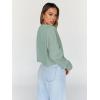 imageTrendy Queen Cropped Sweatshirts for Women Oversized Crewneck Sweaters Long Sleeve Tops Fall Winter Clothes 2025Lightgreen