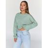 imageTrendy Queen Cropped Sweatshirts for Women Oversized Crewneck Sweaters Long Sleeve Tops Fall Winter Clothes 2025Lightgreen