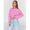 imageTrendy Queen Cropped Sweatshirts for Women Oversized Crewneck Sweaters Long Sleeve Tops Fall Winter Clothes 2025Pink