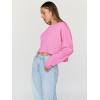imageTrendy Queen Cropped Sweatshirts for Women Oversized Crewneck Sweaters Long Sleeve Tops Fall Winter Clothes 2025Pink