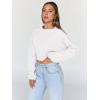 imageTrendy Queen Cropped Sweatshirts for Women Oversized Crewneck Sweaters Long Sleeve Tops Fall Winter Clothes 2025White