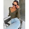 imageTrendy Queen Going Out Tops for Women Trendy Long Sleeve Shirts Fashion Clothing V Neck Basic Y2K Clothes Cute Shirt CorsetArmy Green