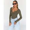 imageTrendy Queen Going Out Tops for Women Trendy Long Sleeve Shirts Fashion Clothing V Neck Basic Y2K Clothes Cute Shirt CorsetArmy Green