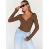 imageTrendy Queen Going Out Tops for Women Trendy Long Sleeve Shirts Fashion Clothing V Neck Basic Y2K Clothes Cute Shirt CorsetCoffee