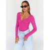 imageTrendy Queen Going Out Tops for Women Trendy Long Sleeve Shirts Fashion Clothing V Neck Basic Y2K Clothes Cute Shirt CorsetHot Pink