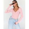 imageTrendy Queen Going Out Tops for Women Trendy Long Sleeve Shirts Fashion Clothing V Neck Basic Y2K Clothes Cute Shirt CorsetPink