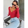 imageTrendy Queen Going Out Tops for Women Trendy Long Sleeve Shirts Fashion Clothing V Neck Basic Y2K Clothes Cute Shirt CorsetRed