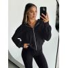 imageTrendy Queen Hoodies for Women Full Zip Up Cropped Sweatshirts Jackets Casual Comfy Gym Tops Fall Outfits Winter Clothes 2025Black