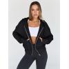 imageTrendy Queen Hoodies for Women Full Zip Up Cropped Sweatshirts Jackets Casual Comfy Gym Tops Fall Outfits Winter Clothes 2025Black