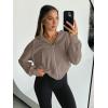imageTrendy Queen Hoodies for Women Full Zip Up Cropped Sweatshirts Jackets Casual Comfy Gym Tops Fall Outfits Winter Clothes 2025Coffegrey