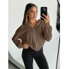 imageTrendy Queen Hoodies for Women Full Zip Up Cropped Sweatshirts Jackets Casual Comfy Gym Tops Fall Outfits Winter Clothes 2025Lightcoffee
