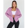 imageTrendy Queen Hoodies for Women Full Zip Up Cropped Sweatshirts Jackets Casual Comfy Gym Tops Fall Outfits Winter Clothes 2025Pinkpurple