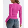 imageTrendy Queen Long Sleeve Shirts for Women 2025 Fall Fashion V Neck Basics Crop Tops Slim Fitted Y2K Tops Outfits ClothesHot Pink