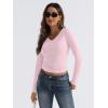 imageTrendy Queen Long Sleeve Shirts for Women 2025 Fall Fashion V Neck Basics Crop Tops Slim Fitted Y2K Tops Outfits ClothesPink