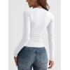 imageTrendy Queen Long Sleeve Shirts for Women 2025 Fall Fashion V Neck Basics Crop Tops Slim Fitted Y2K Tops Outfits ClothesWhite