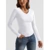 imageTrendy Queen Long Sleeve Shirts for Women 2025 Fall Fashion V Neck Basics Crop Tops Slim Fitted Y2K Tops Outfits ClothesWhite