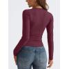 imageTrendy Queen Long Sleeve Shirts for Women 2025 Fall Fashion V Neck Basics Crop Tops Slim Fitted Y2K Tops Outfits ClothesWine Red