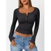 imageTrendy Queen Long Sleeve Shirts for Women Henley Ribbed Fall Tops Dressy Business Casual Teen Girl Winter Cute Basic TeesDark Grey