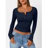 imageTrendy Queen Long Sleeve Shirts for Women Henley Ribbed Fall Tops Dressy Business Casual Teen Girl Winter Cute Basic TeesNavy Blue