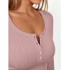 imageTrendy Queen Long Sleeve Shirts for Women Henley Ribbed Fall Tops Dressy Business Casual Teen Girl Winter Cute Basic TeesPink