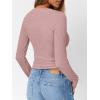 imageTrendy Queen Long Sleeve Shirts for Women Henley Ribbed Fall Tops Dressy Business Casual Teen Girl Winter Cute Basic TeesPink