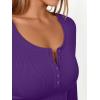 imageTrendy Queen Long Sleeve Shirts for Women Henley Ribbed Fall Tops Dressy Business Casual Teen Girl Winter Cute Basic TeesPurple
