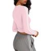 imageTrendy Queen Long Sleeve Workout Tops for Women Y2K Fitted Athletic Gym Shirt Trendy Color Block 2025 Fall OutfitsPink