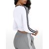 imageTrendy Queen Long Sleeve Workout Tops for Women Y2K Fitted Athletic Gym Shirt Trendy Color Block 2025 Fall OutfitsWhite