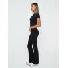 imageTrendy Queen Lounge Sets For Women 2 Piece Casual Y2K Outfits Short Sleeve Cropped Tops Fold Over Flare Pants Tracksuits Black S