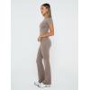 imageTrendy Queen Lounge Sets For Women 2 Piece Casual Y2K Outfits Short Sleeve Cropped Tops Fold Over Flare Pants Tracksuits CoffeeGrey M