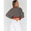 imageTrendy Queen Oversized Sweatshirt for Women 2025 Fall Crewneck Striped Long Sleeve Shirts Hoodies Cute Top Y2K OutfitsBlackkhaki