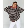imageTrendy Queen Oversized Sweatshirt for Women 2025 Fall Crewneck Striped Long Sleeve Shirts Hoodies Cute Top Y2K OutfitsBlackkhaki