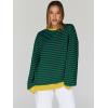 imageTrendy Queen Oversized Sweatshirt for Women 2025 Fall Crewneck Striped Long Sleeve Shirts Hoodies Cute Top Y2K OutfitsBluegreen