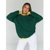 imageTrendy Queen Oversized Sweatshirt for Women 2025 Fall Crewneck Striped Long Sleeve Shirts Hoodies Cute Top Y2K OutfitsBluegreen