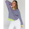 imageTrendy Queen Oversized Sweatshirt for Women 2025 Fall Crewneck Striped Long Sleeve Shirts Hoodies Cute Top Y2K OutfitsPinkgreen