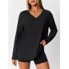 imageTrendy Queen Oversized Tshirts for Women Workout Plus Size Gym Tops V Neck Long Sleeve T Shirts Spring Casual Basic TeesBlack