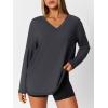 imageTrendy Queen Oversized Tshirts for Women Workout Plus Size Gym Tops V Neck Long Sleeve T Shirts Spring Casual Basic TeesDeep Grey